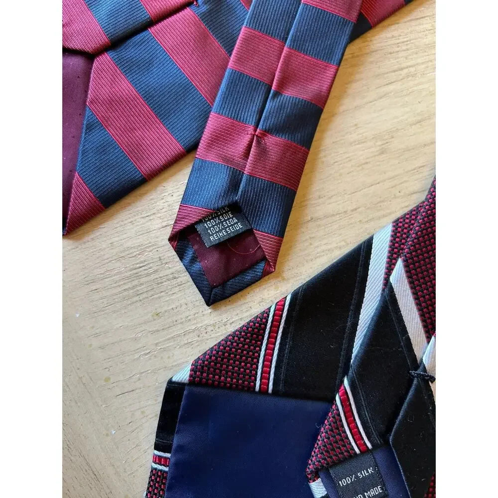 2 VTG striped Ties Jos A Bank ITALY Ivy League Academia Classic business Preppy